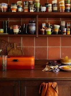 Tazas artesanales esmaltada 70s, 6 uds.