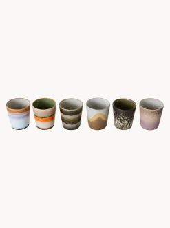 Tazas artesanales esmaltada 70s, 6 uds.