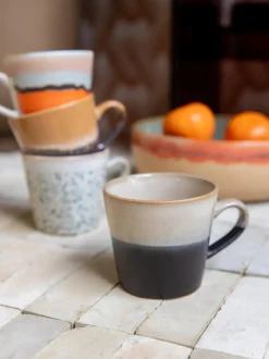Tazas artesanales 70's, 4 uds.