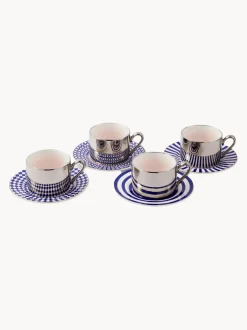 Tazas con platitos artesanales Aunty, 4 uds.