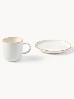 Tazas con platitos de porcelana Facile, 2 uds.