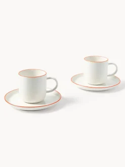Tazas con platitos de porcelana Facile, 2 uds.
