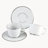 Tazas con platitos de porcelana con borde platino pintado a mano Vitruv, 2 uds.
