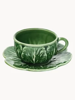 Tazas con platitos pintadas a mano Cabbage, 4 uds.