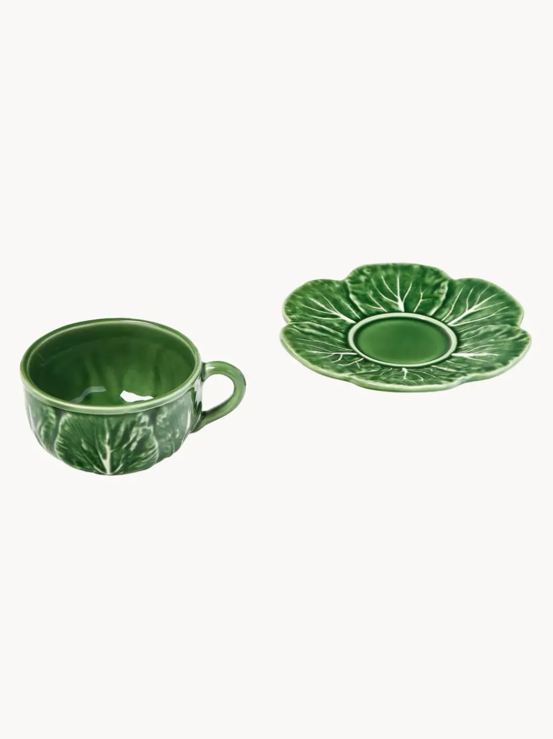 Tazas con platitos pintadas a mano Cabbage, 4 uds.