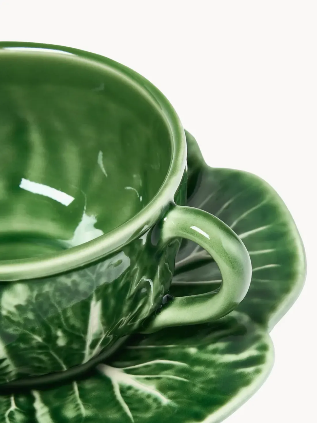 Tazas con platitos pintadas a mano Cabbage, 4 uds.