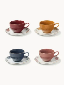 Tazas de café artesanales con platitos Mystic, 4 uds.