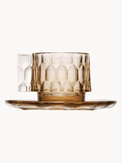 Tazas de café con platitos con relieves Jellies, 4 uds.