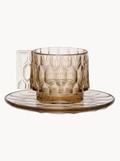 Tazas de café con platitos con relieves Jellies, 4 uds.