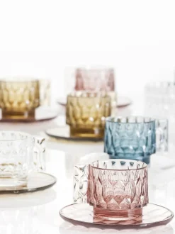 Tazas de café con platitos con relieves Jellies, 4 uds.