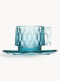 Tazas de café con platitos con relieves Jellies, 4 uds.