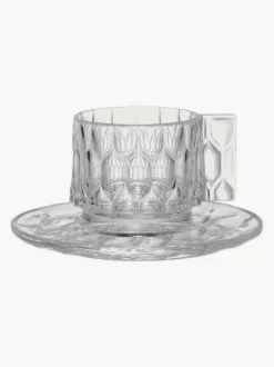 Tazas de café con platitos con relieves Jellies, 4 uds.