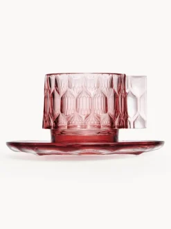 Tazas de café con platitos con relieves Jellies, 4 uds.