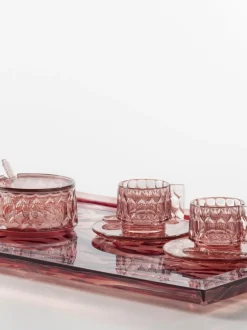 Tazas de café con platitos con relieves Jellies, 4 uds.