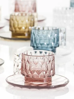 Tazas de café con platitos con relieves Jellies, 4 uds.