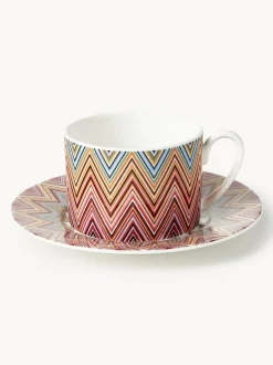Tazas de café con platitos de porcelana Fine Bone China Jarris, 2 uds.