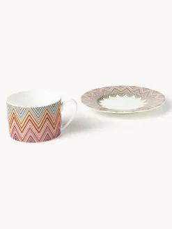 Tazas de café con platitos de porcelana Fine Bone China Jarris, 2 uds.