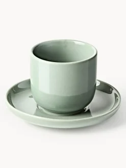 Tazas de café espresso con platitos de porcelana Nessa, 4 uds.