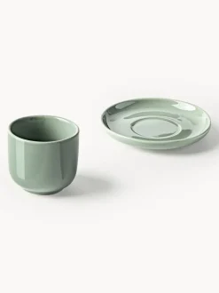 Tazas de café espresso con platitos de porcelana Nessa, 4 uds.