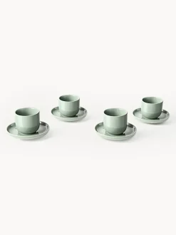 Tazas de café espresso con platitos de porcelana Nessa, 4 uds.