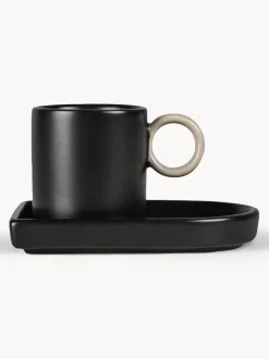 Tazas de café espresso con platitos de porcelana Niki, 2 uds.