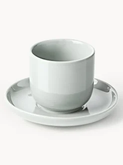 Tazas de café espresso con platitos de porcelana Nessa, 4 uds.