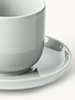 Tazas de café espresso con platitos de porcelana Nessa, 4 uds.