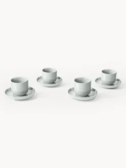 Tazas de café espresso con platitos de porcelana Nessa, 4 uds.