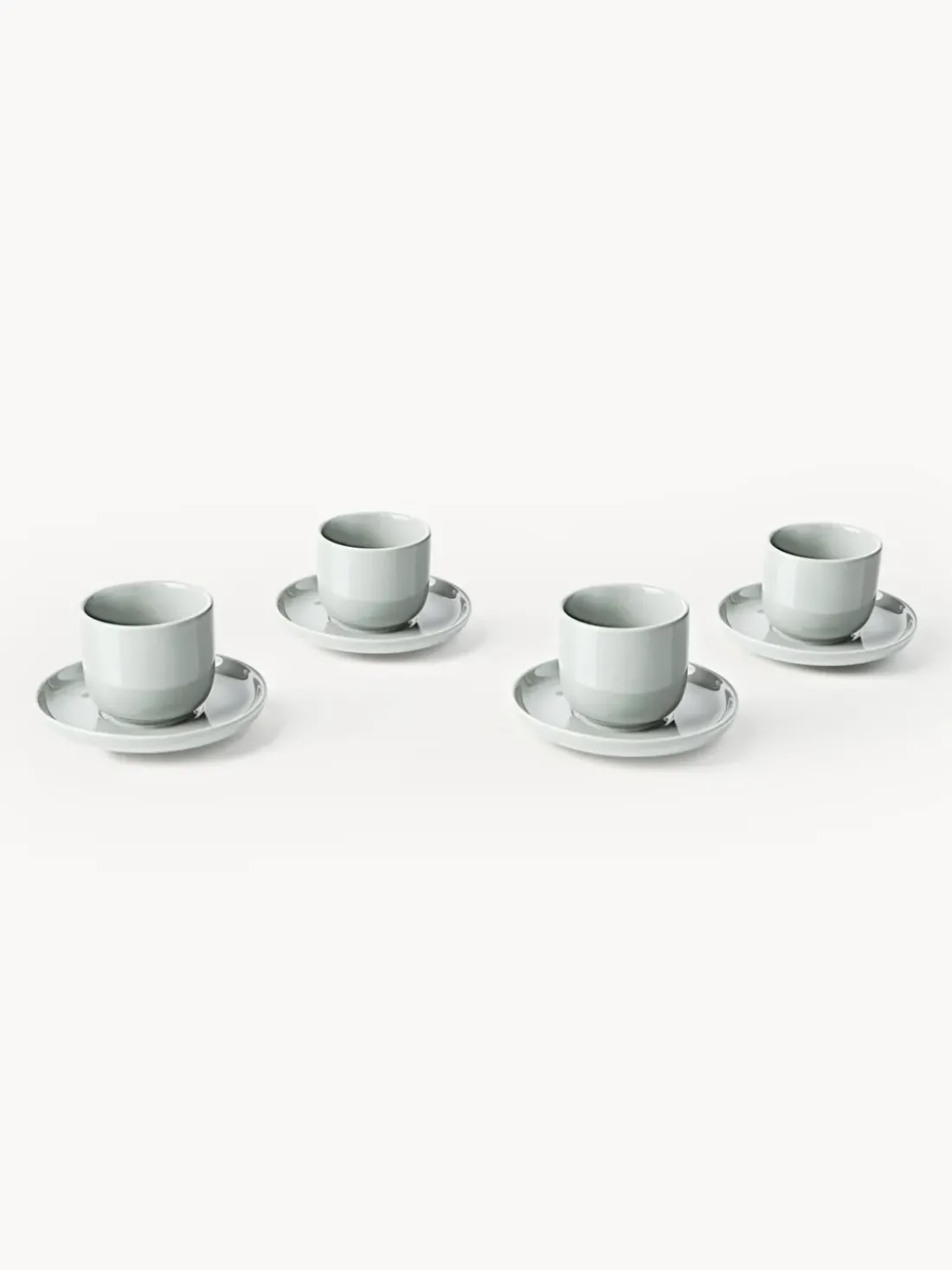 Tazas de café espresso con platitos de porcelana Nessa, 4 uds.