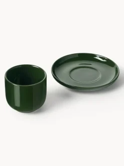 Tazas de café espresso de porcelana con platitos Nessa, 4 uds.