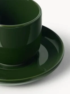 Tazas de café espresso de porcelana con platitos Nessa, 4 uds.
