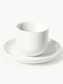 Tazas de café espresso de porcelana con platitos Nessa, 4 uds.