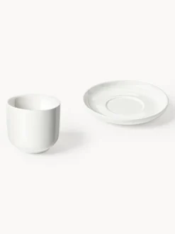 Tazas de café espresso de porcelana con platitos Nessa, 4 uds.