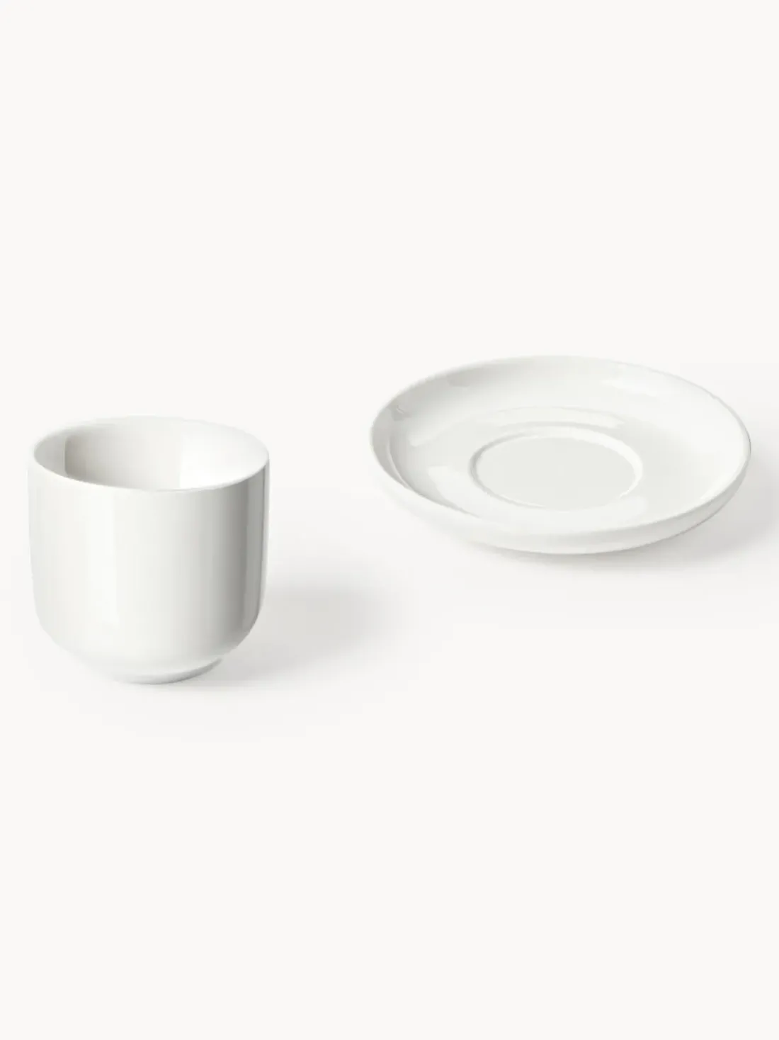Tazas de café espresso de porcelana con platitos Nessa, 4 uds.