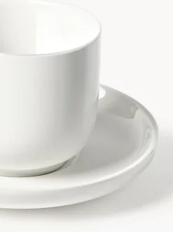 Tazas de café espresso de porcelana con platitos Nessa, 4 uds.