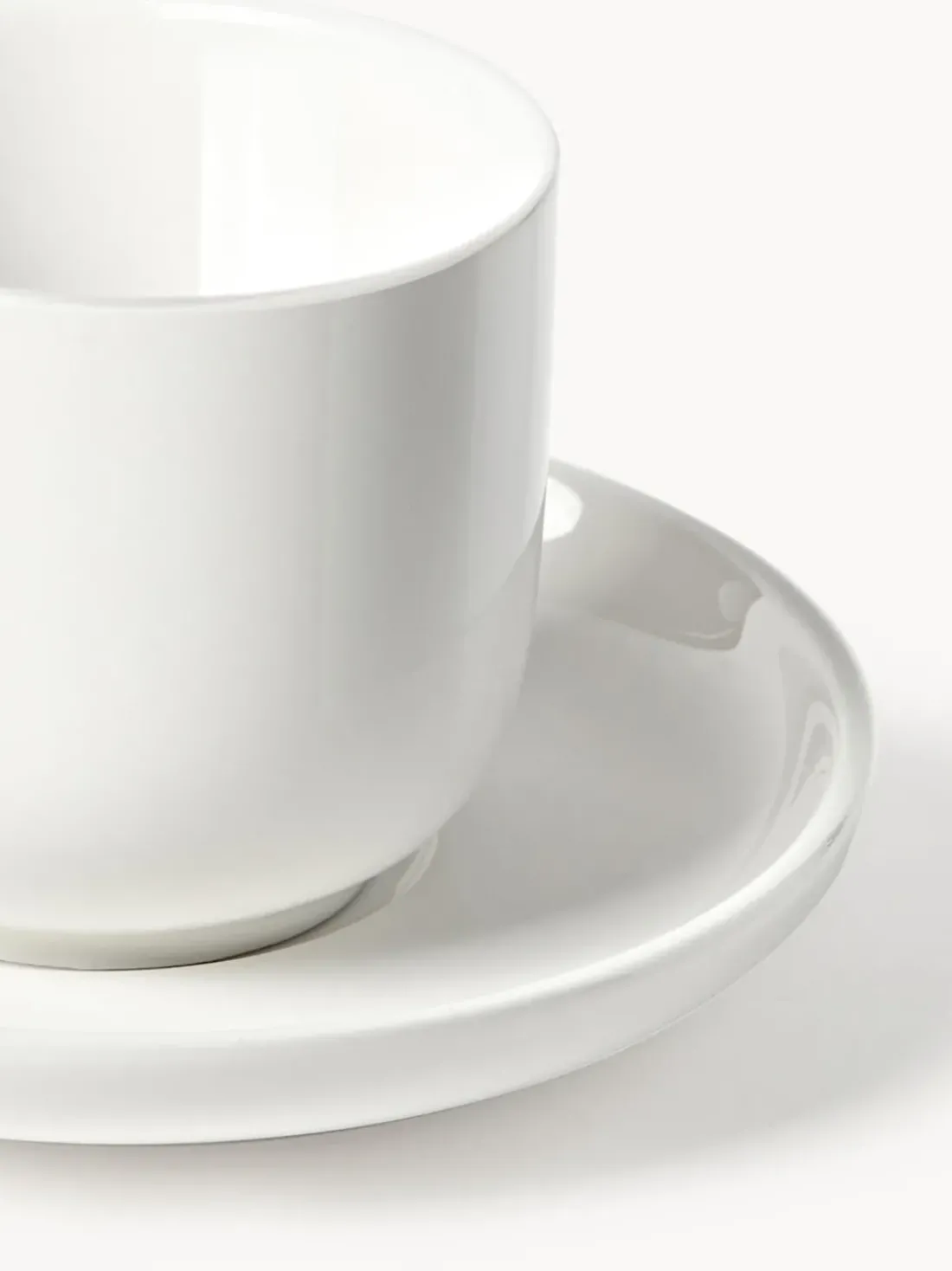 Tazas de café espresso de porcelana con platitos Nessa, 4 uds.