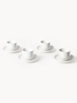 Tazas de café espresso de porcelana con platitos Nessa, 4 uds.