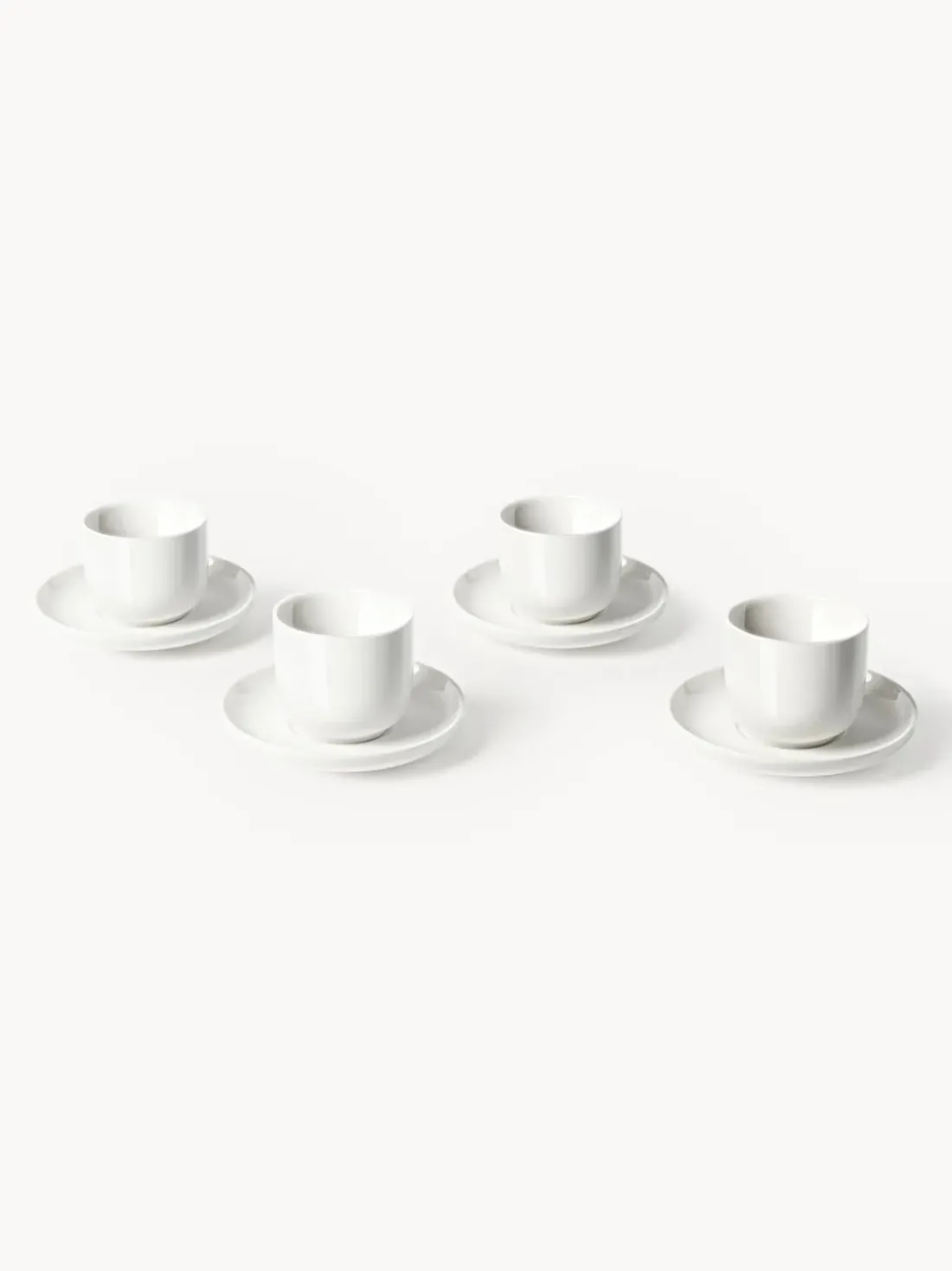 Tazas de café espresso de porcelana con platitos Nessa, 4 uds.