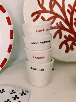 Tazas de café espresso pintadas a mano Good Morning, 6 uds.