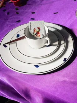 Tazas de porcelana con borde platino pintado a mano Vitruv, 2 uds.