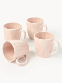 Tazas de porcelana con relieves Sali, 4 uds.
