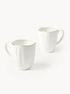 Tazas de porcelana con relieves Sali, 2 uds.