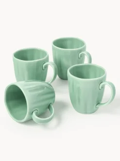 Tazas de porcelana con relieves Sali, 4 uds.