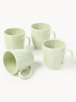 Tazas de porcelana con relieves Sali, 4 uds.