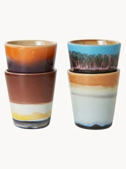 Tazas espresso artesanales con esmalte reactivo 70s, 4 uds.