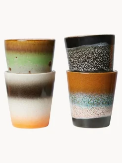 Tazas espresso artesanales de gres 70's, 4 uds.