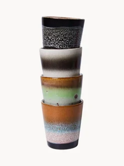 Tazas espresso artesanales de gres 70's, 4 uds.
