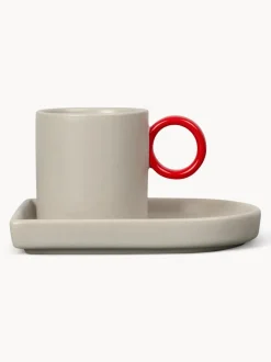 Tazas espresso con platitos de porcelana Niki, 2 uds.