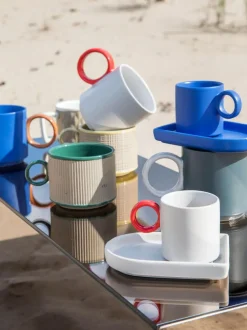 Tazas espresso con platitos de porcelana Niki, 2 uds.