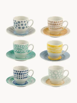 Tazas espresso con platitos, 6 uds.